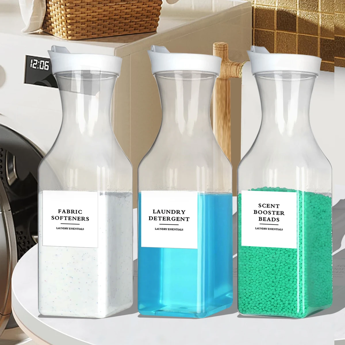 1 unidad de almacenamiento y organizador de ropa de 1500ml, dispensador de detergente en polvo para lavandería, contenedor de almacenamiento de vainas de lavandería