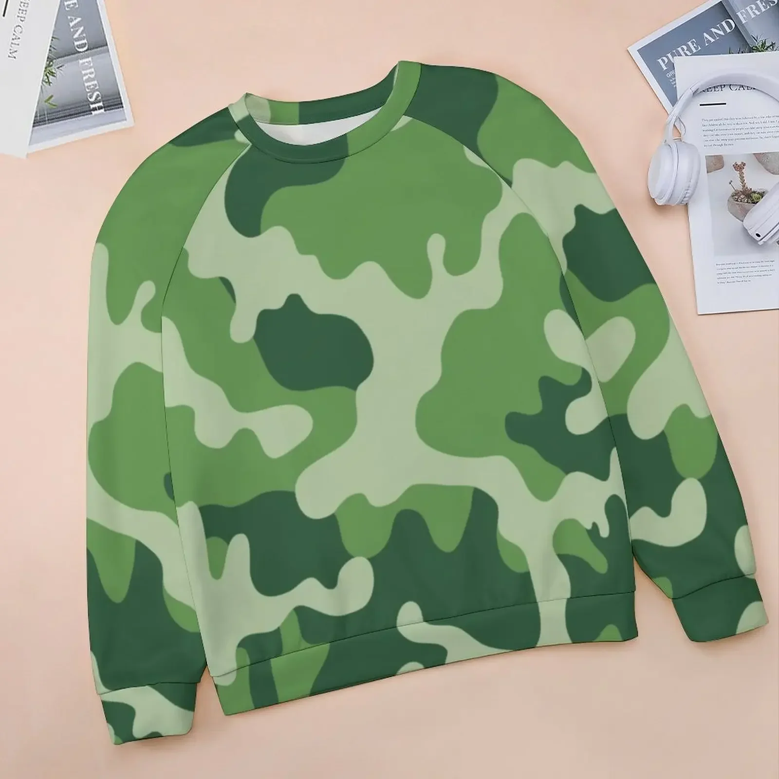 Green Camouflage Hoodies Women Long Sleeve Camo Military Print Aesthetic Casual Hoodie Hip Hop Oversized Custom Sweatshirts