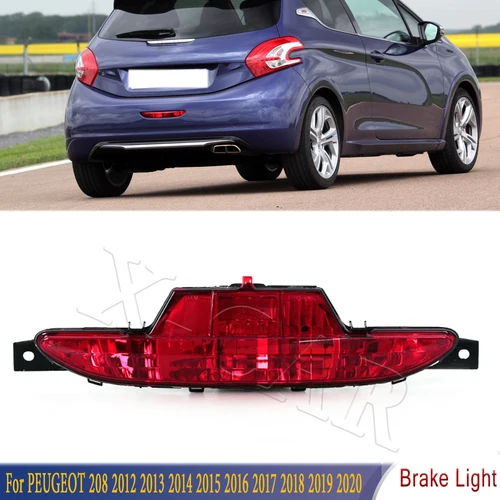Luz de freno de parachoques trasero de coche, lámpara antiniebla roja trasera para PEUGEOT 208 2012 2013 2014 2015 2016 2017 2018 2019 2020 9674308980