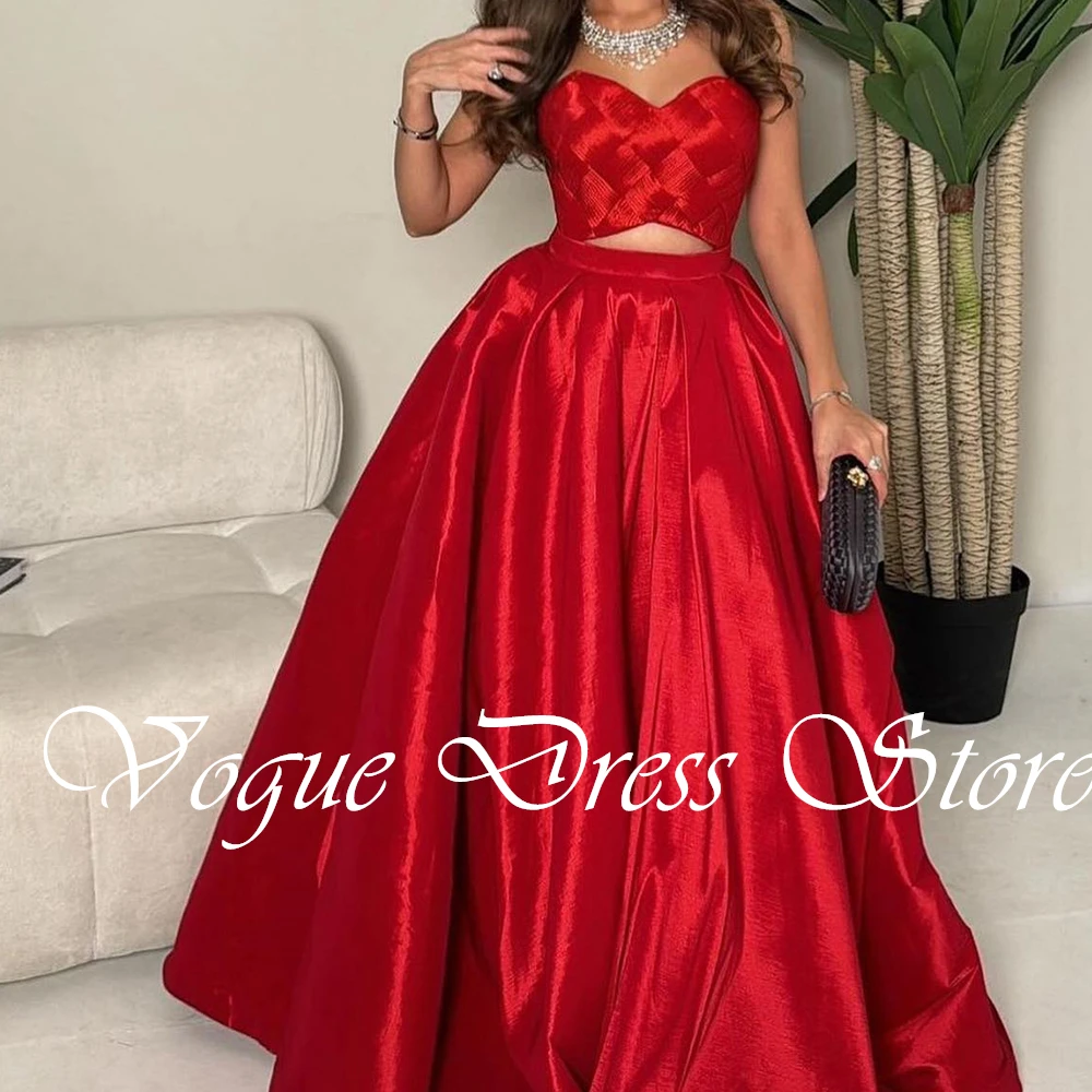 Customized Exquisite Red Satin Evening Dress A-Line for Woman Special Occasion Gowns Sweetheart Saudi Arabia Party Dresses 2025