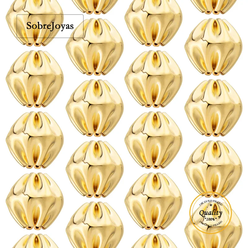 14k Gold Filled Corrugated Spacer Beads DIY Jewelry Making Gold Bead Tarnish Resistant Fancy Bead for Beaded Jewelry