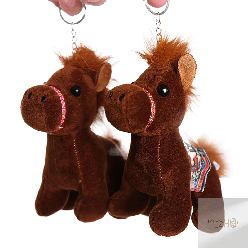Enjoyable 10CM Mini Horse Plush Toy Keychain, Unique Stuffed Doll, Children's Bag Decor, Charming Zodiac Horse Gift.