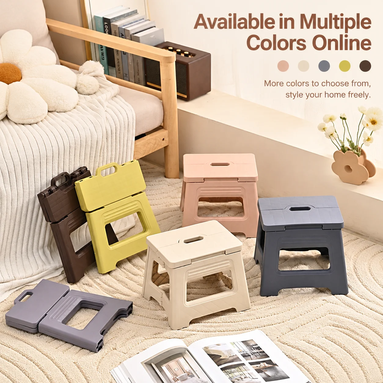 Lightweight Foldable Step Stool Space-Saving Design for Home Office Outdoor Durable Plastic Construction Easy to Carry and Store
