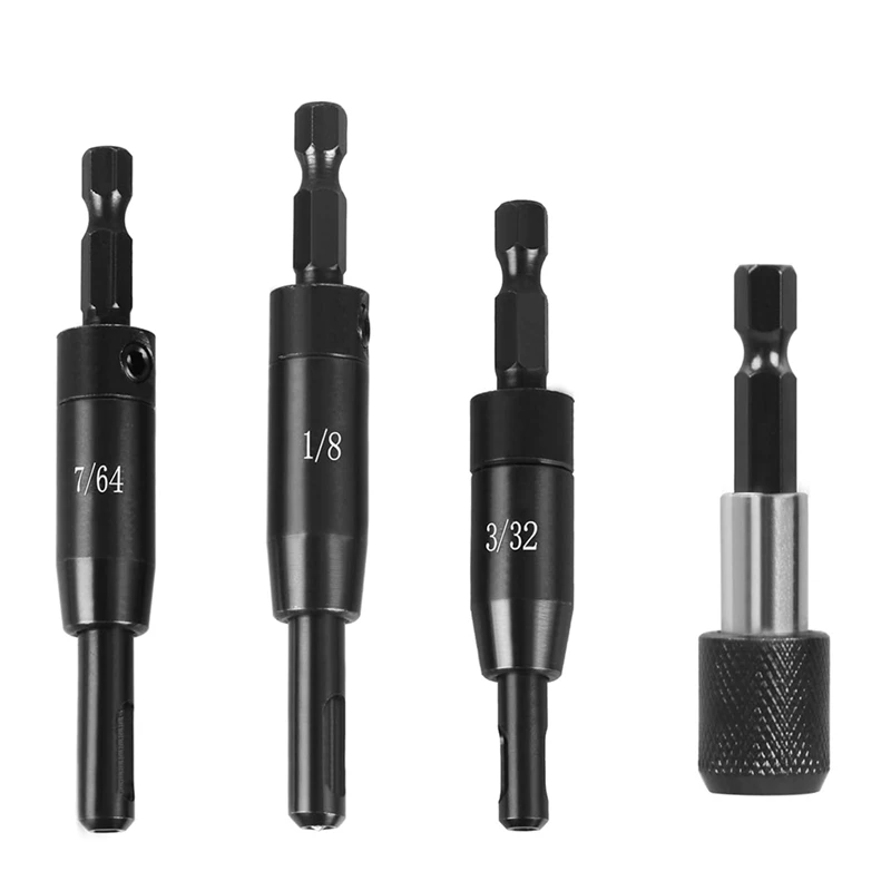 Self-Centering Drill Bit For , 3/32 Inch, 7/64 Inch, 1/8 Inch With Bit Holder Center Finding Drill Bit