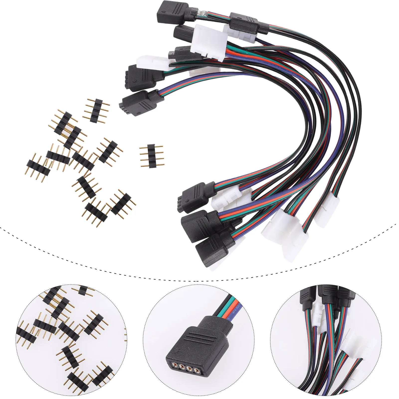 

10pcs Led Light Strip Connector 4 Pin Rgb Solderless Adapter Fireproof Abs Connectors For Led Strip Lights Compact Controller