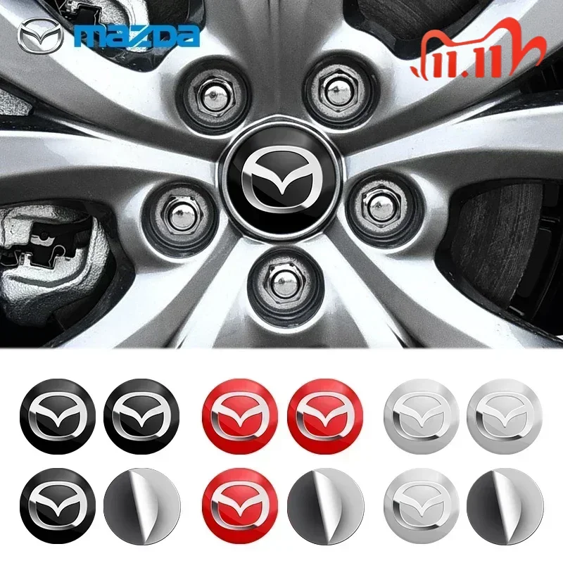 4X سيارة عجلة غطاء محور مركزي شارة شعار ملصق عجلة لامع ورائع لمازدا 2 3 5 6 M5 Ms CX-4 CX-5 CX6 M3 M6 MX3 MX5 اكسسوارات السيارات