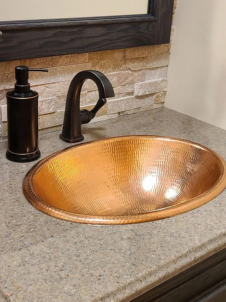 Copper stainless steel retro under-counter basin wash basin Oval wash basin Household wash Copper art