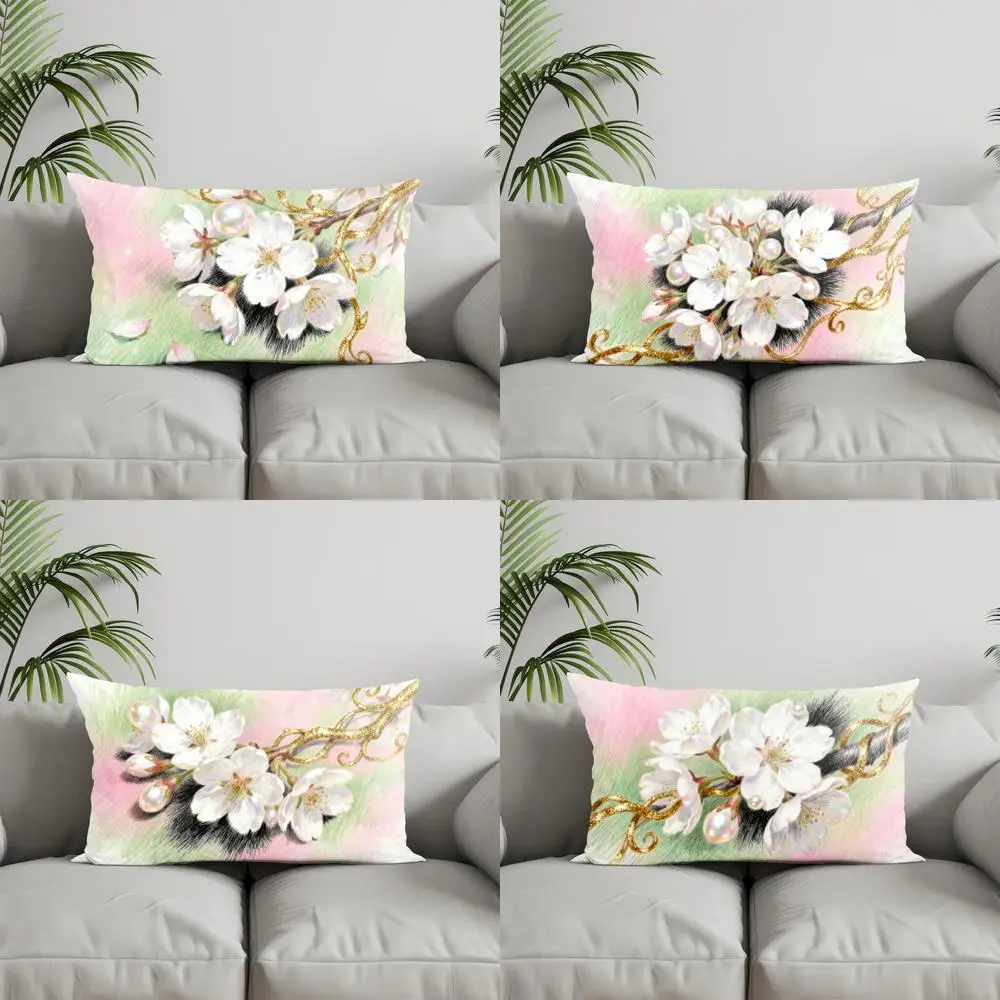 

Прямоугольная подушка-накладка с 2D-рисунком вишневого цвета с золотыми акцентами для дивана, спальни, автомобиля