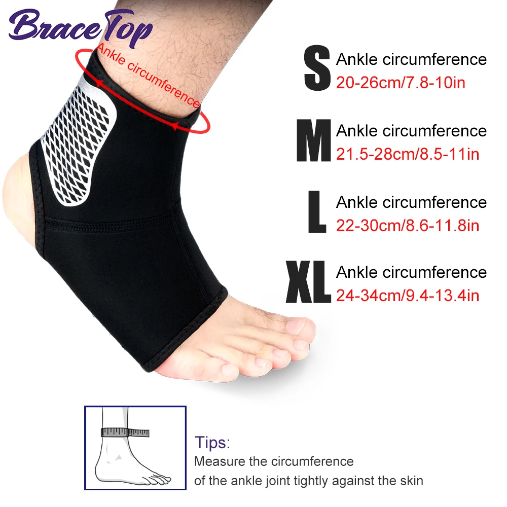 BraceTop Sports Ankle Support Brace Elastic High Protect Guard Band Men Women Running Basketball Fitness Foot Heel Wraps Bandage