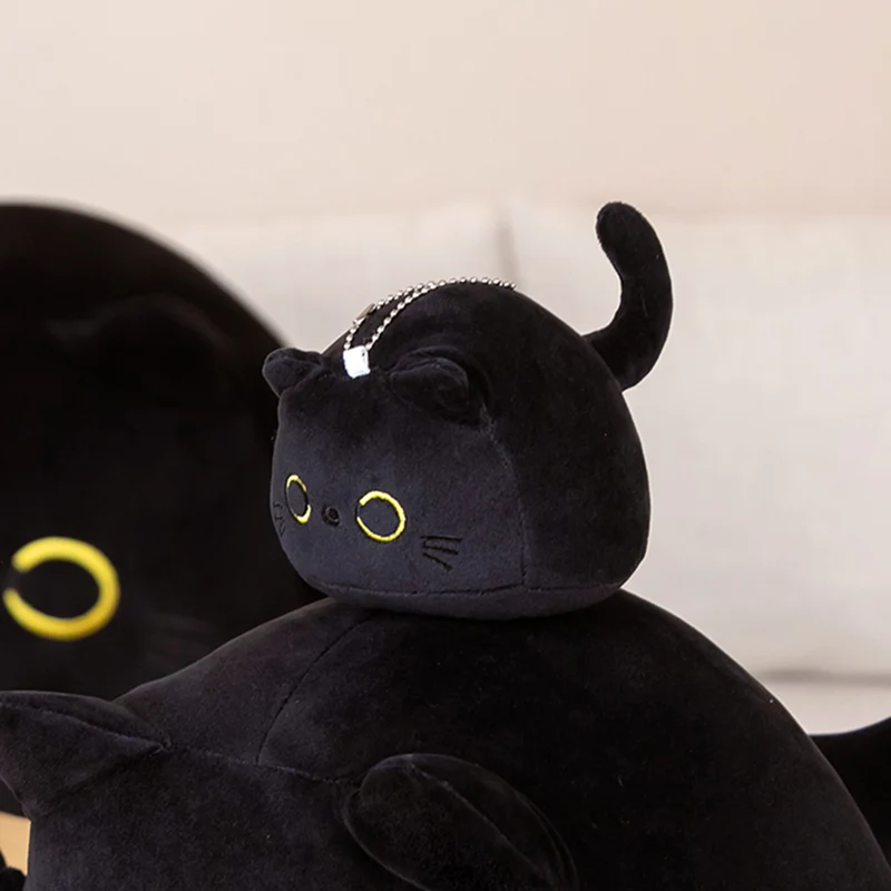 9cm-70cm Kawaii Große Größe Plüsch Katze Kissen Runde Schwarze Katze Bett Kissen Schlafen Spielzeug Gefüllte Weiche tier Puppen Kinder Geburtstag Geschenk – Detail 4
