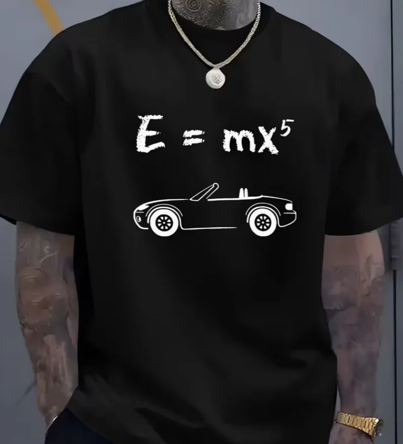 1pc Men's Casual Summer Graphic T-Shirt Regular Fit, Round Neck Car Design Breathable & Comfortable for Casual Attire T-Shirt