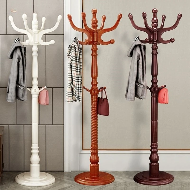 Chinese solid wood coat rack wooden vertical living room hanger bedroom hanger household simple floor