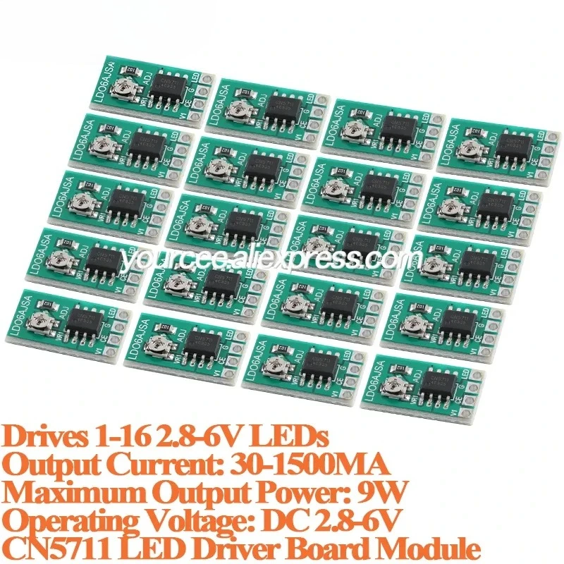 CN5711 LED Driver Module PWM Control Board Constant Current 30-1500MA Adjustable DC 2.8-6V 1/20pcs for Lighting