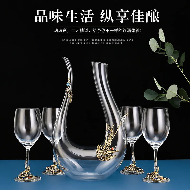 

Creative Enamel Vintage Wheat Lead-Free Wine Glasses Decanters Kit Crystal Glasses Goblet Wine Cup