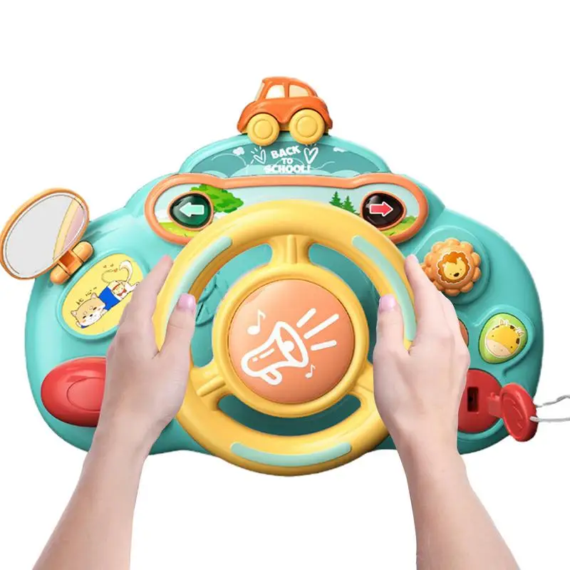 Steering Wheel Toy Pretend Play Driving Toy With Music & Lights Interactive Learning Toy Kids Activity Board Birthday Gift