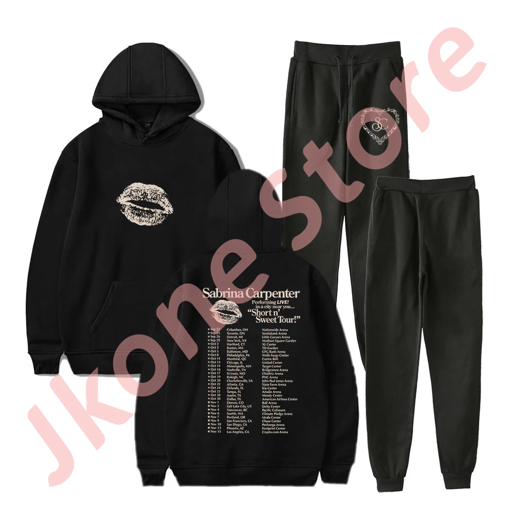 Sabrina Carpenter Short n' Sweet Tour Logo Merch Hoodies Jogger Pants Set Cosplay Unisex Fashion Casual Streetwear