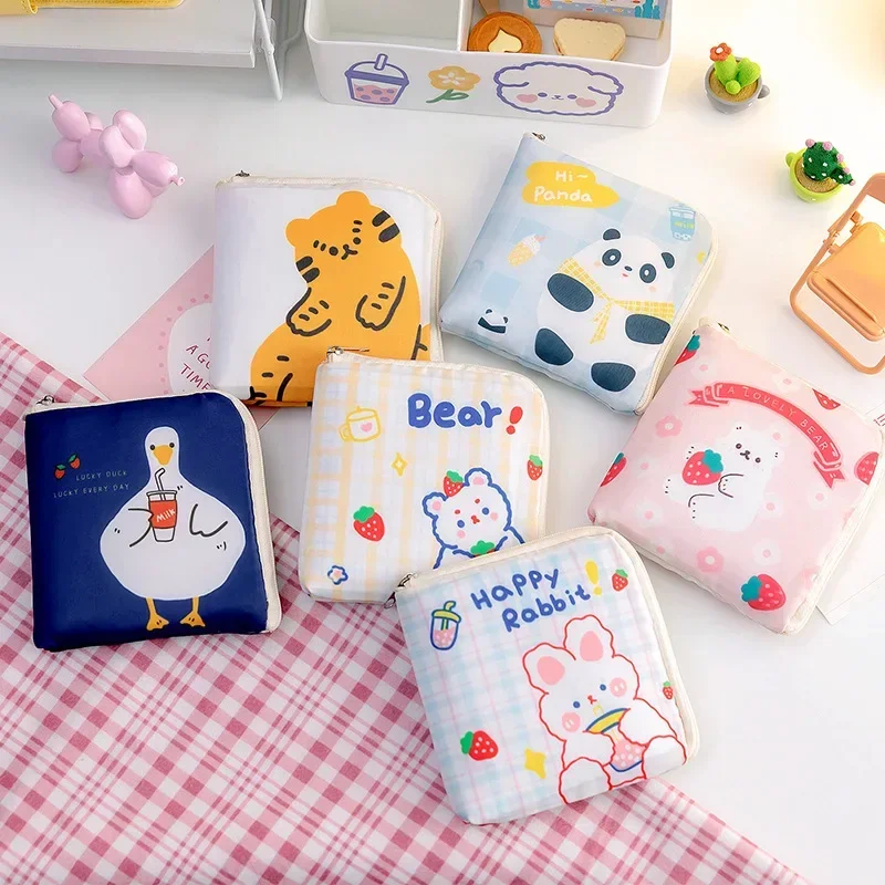 Bonito Kawaii Desenhos Animados Guardanapos Sanitários Saco De Armazenamento, Saco Cosmético, Mini Coin Pouch, Fone De Ouvido Cabo De Dados Saco, ID Titular Do Cartão De Crédito