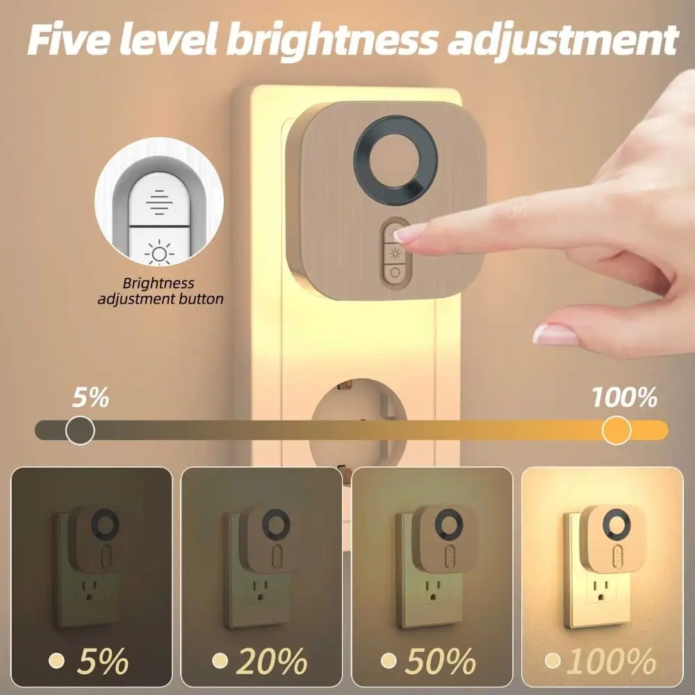 220V Motion Sensor Night Light Human body sensing Energy Saving RGB Ambient Light Color Changing Ultra-Quiet LED Night Light