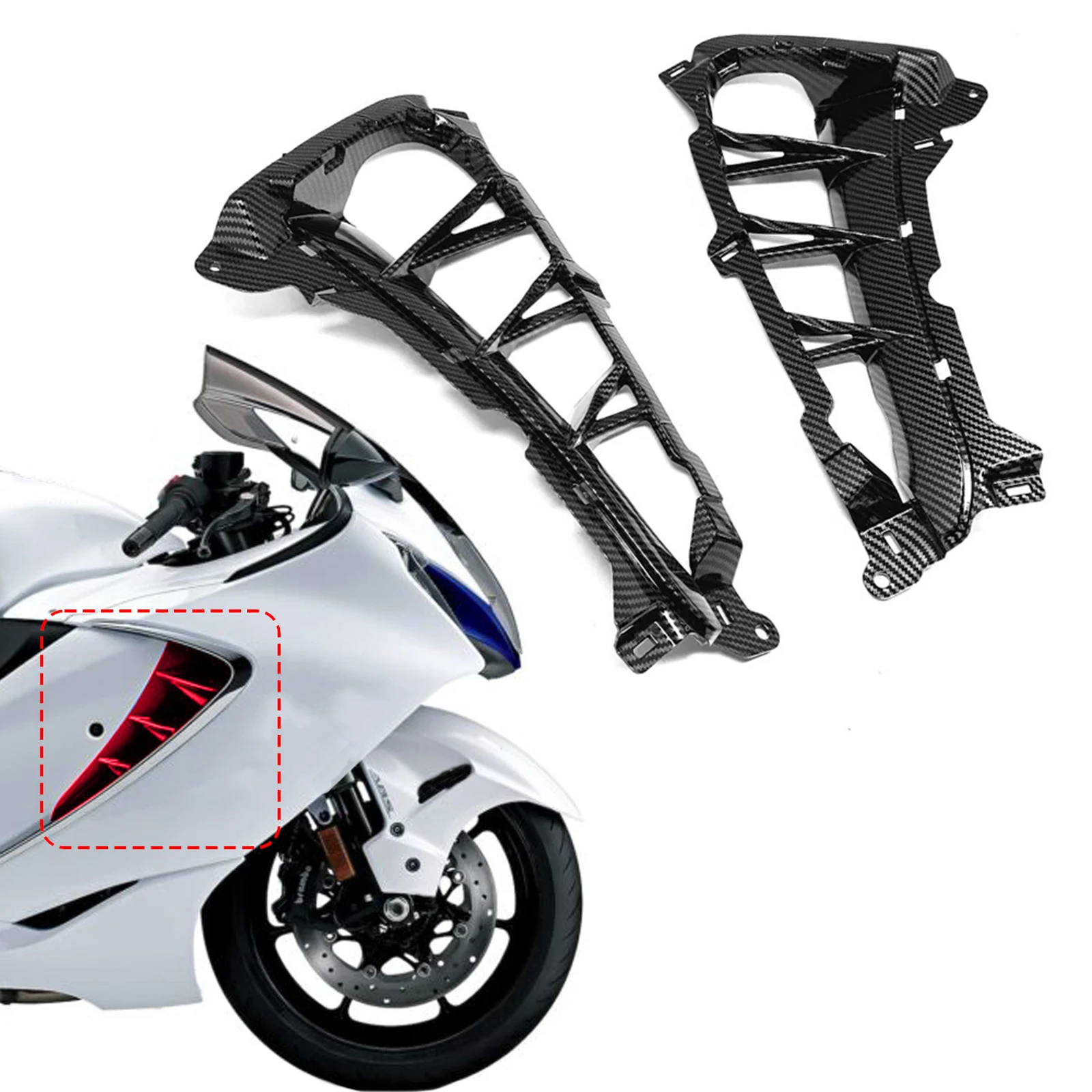 

Carbon Fiber Pattern Side air Vant Grille Frame Cowling Cover Fairing for Suzuki Hayabusa Gsx 1300 R Gsx1300r 2021 - 24