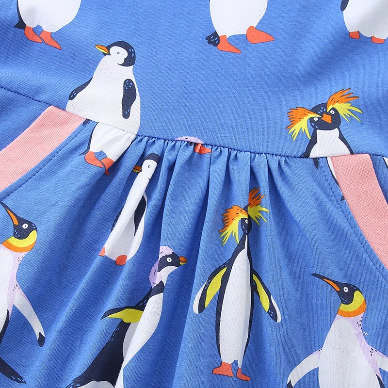 Little maven Spring Autumn Children Clothing Girls Cartoon Cute Penguins Baby Girl Princess Dresses Cotton Kids Clothes Vestidos