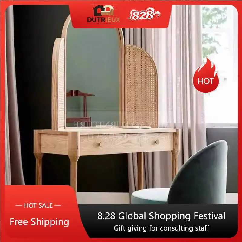 Storage Wood Vanity Table Stool Nordic Modern Europa Organizer Dresser Bedroom Living Room Penteadeira Bedroom Furniture
