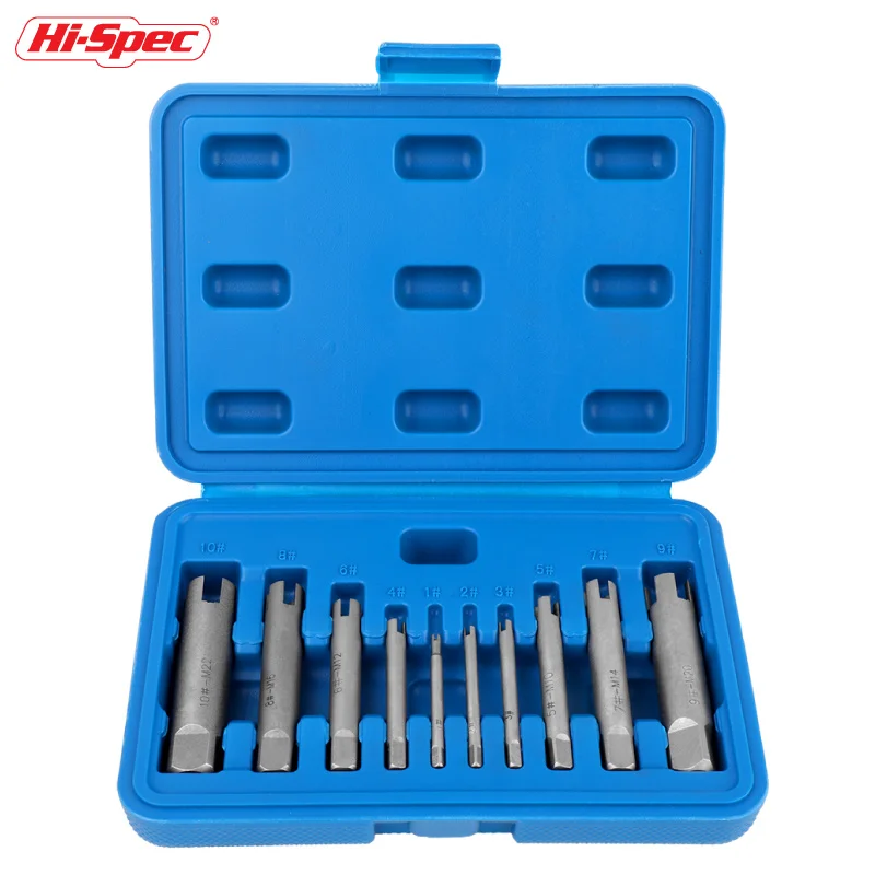 10pcs Screw Tap Extractor Guide Set Easy Out Broken Wire Screw Remover Tools Screw Extractor Wrench Set Drill Bit