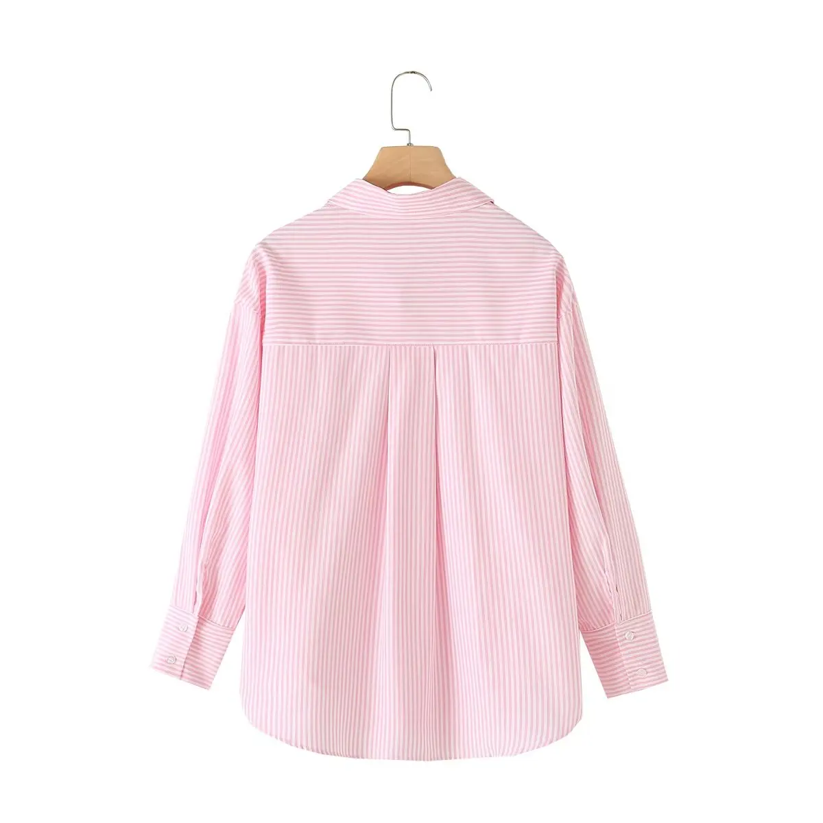 Blusa retrô de manga longa feminina, coringa casual, estilo solto, listrado, tops chiques, nova moda, 2024