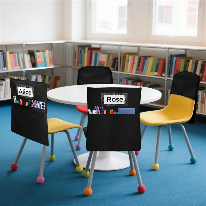 A13E-For K-2 Students Seat Sacks Organizer- 12 Pack Chair Pockets For Classrooms, Fabric Storage For School Supplies