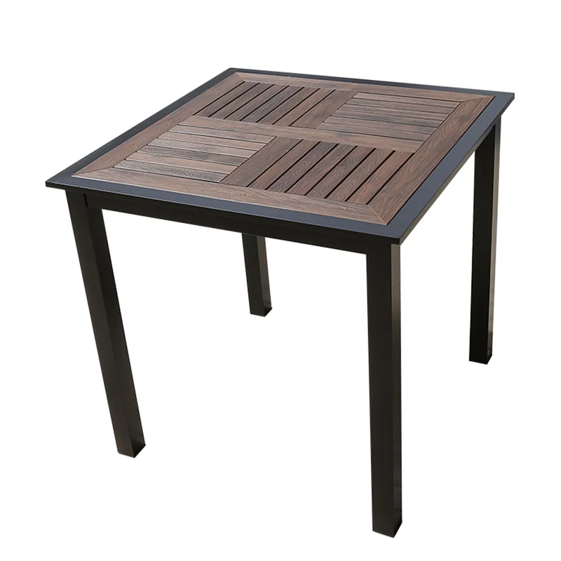 Mesa cuadrada de grano de madera para exteriores, mueble impermeable de 80cm, Rectangular, color marrón, para 4 personas, para cocina, oficina y sala de estar