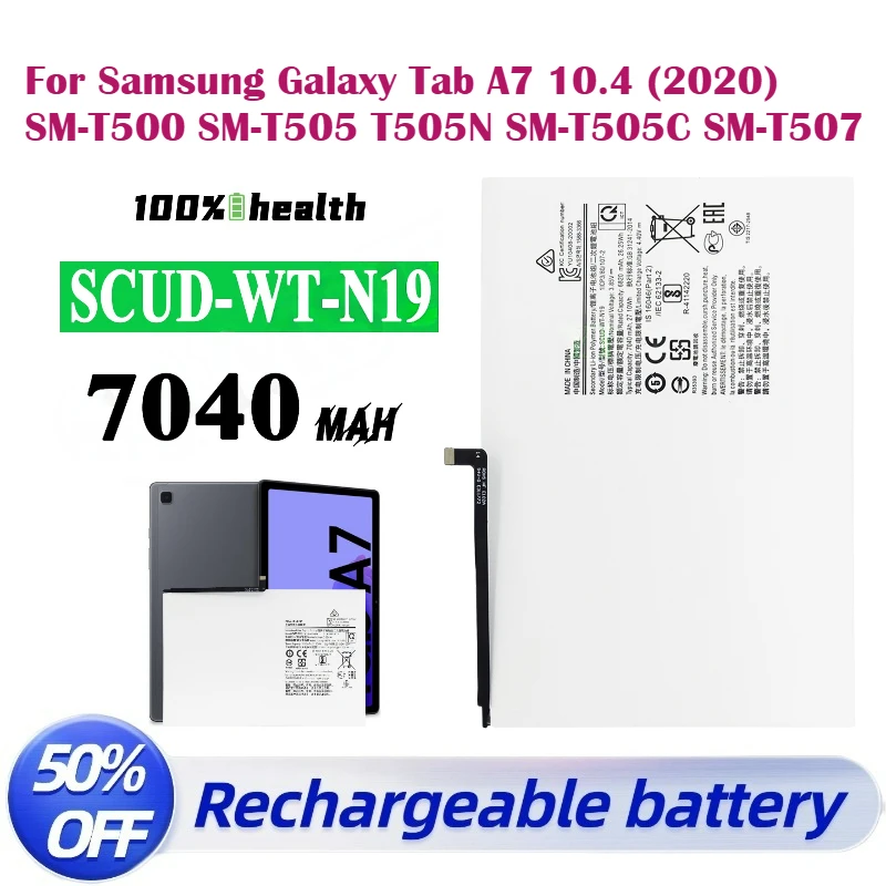 New SCUD-WT-N19 7040mAh Tablet Replacement Battery for Samsung Galaxy Tab A7 10.4 (2020) SM-T500 SM-T505 T505N SM-T505C SM-T507