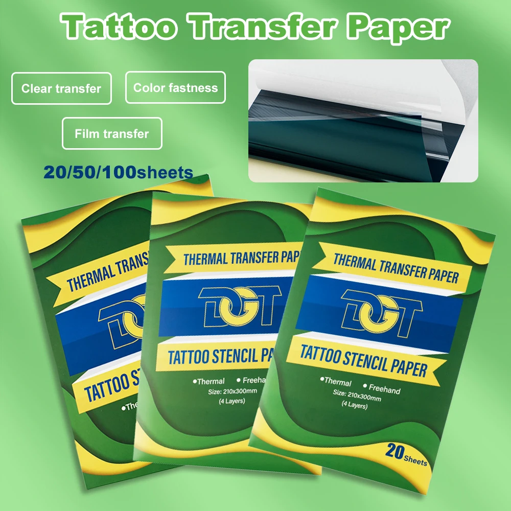

20/50/100 листов термобумаги DGT A4 для тату-машинок, квадратные листы для переноса татуировок