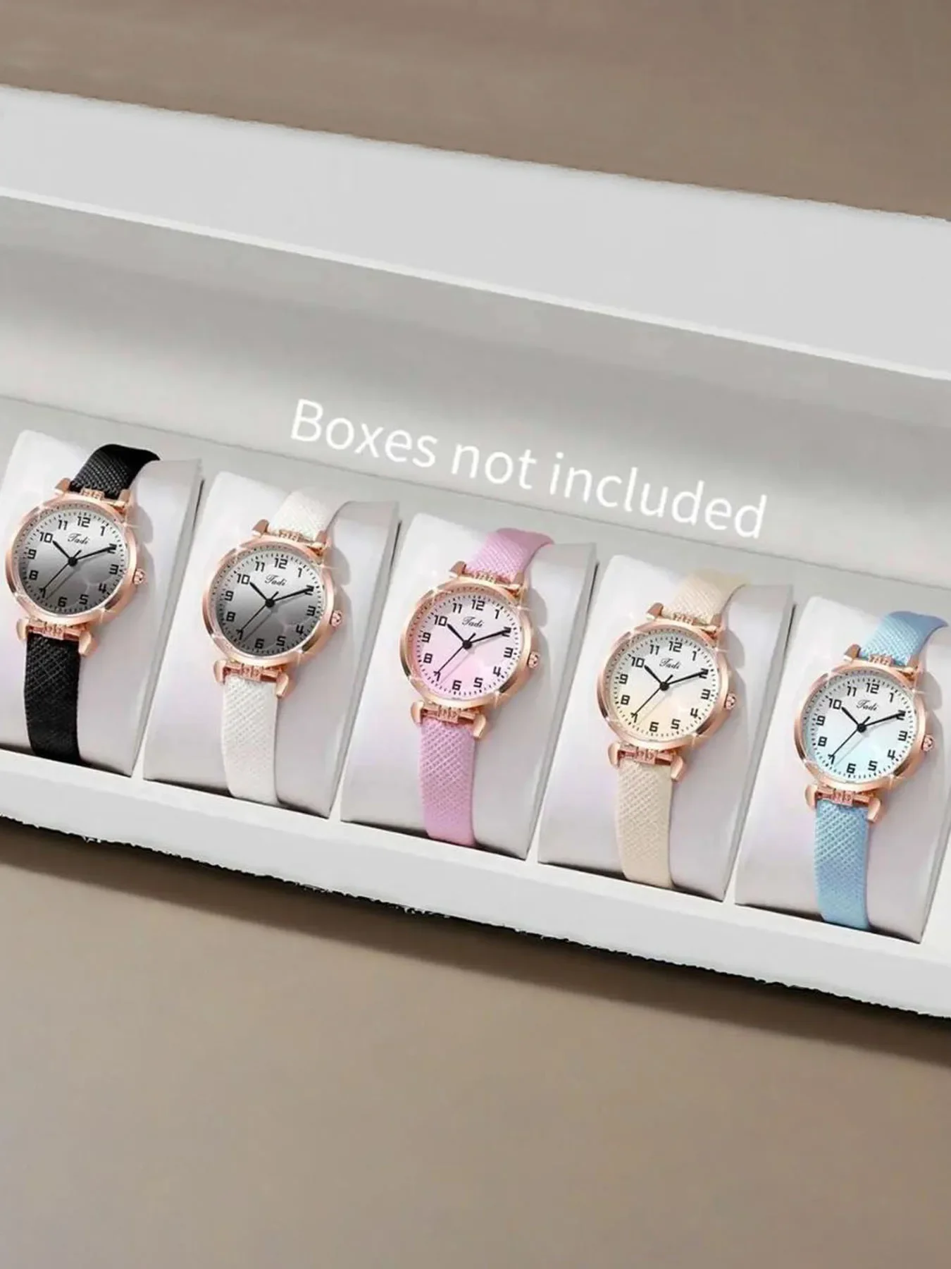 3/5-piece watch set for female niche, small and fresh students, gradient color, artistic style, digital scale women's watch