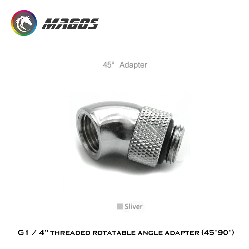 암에서 수 피팅으로 회전 가능한 F-M PC 수냉 커넥터, 블랙, 실버, 골드, 화이트, G1, 4 인치, 45, 90 도