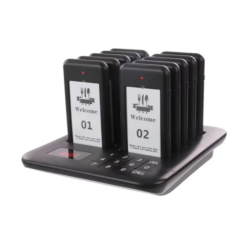 Vibration Queue System Calling Paging Wireless Pager with 10 Catering Plates