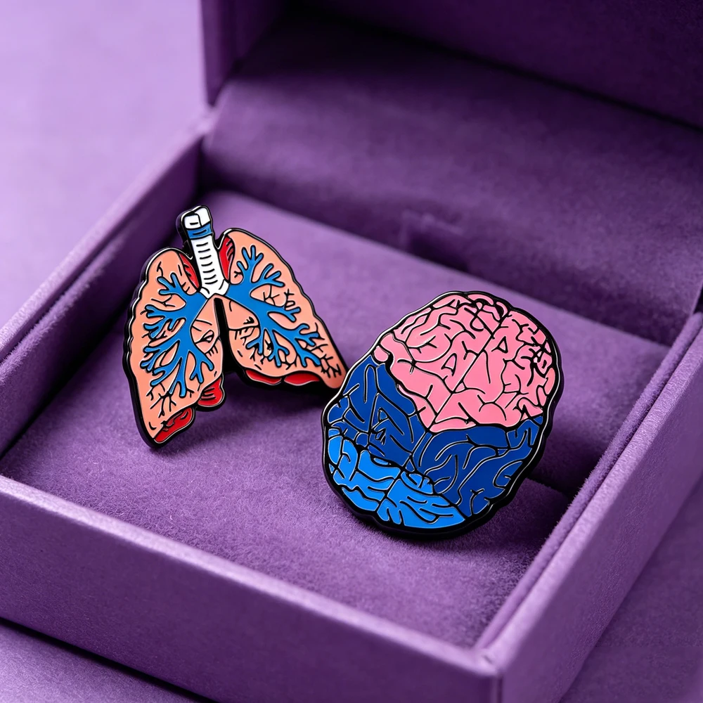 Catuni Anatomical Human Organ Brooch Colorful Brain Heart Lung Intestine Enamel Brooch Gift Jewelry For Nurses And Doctors