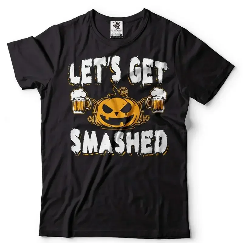 Let's Get Smashed Shirt Funny Halloween Pumpkin Beer Drinking Party Shirts