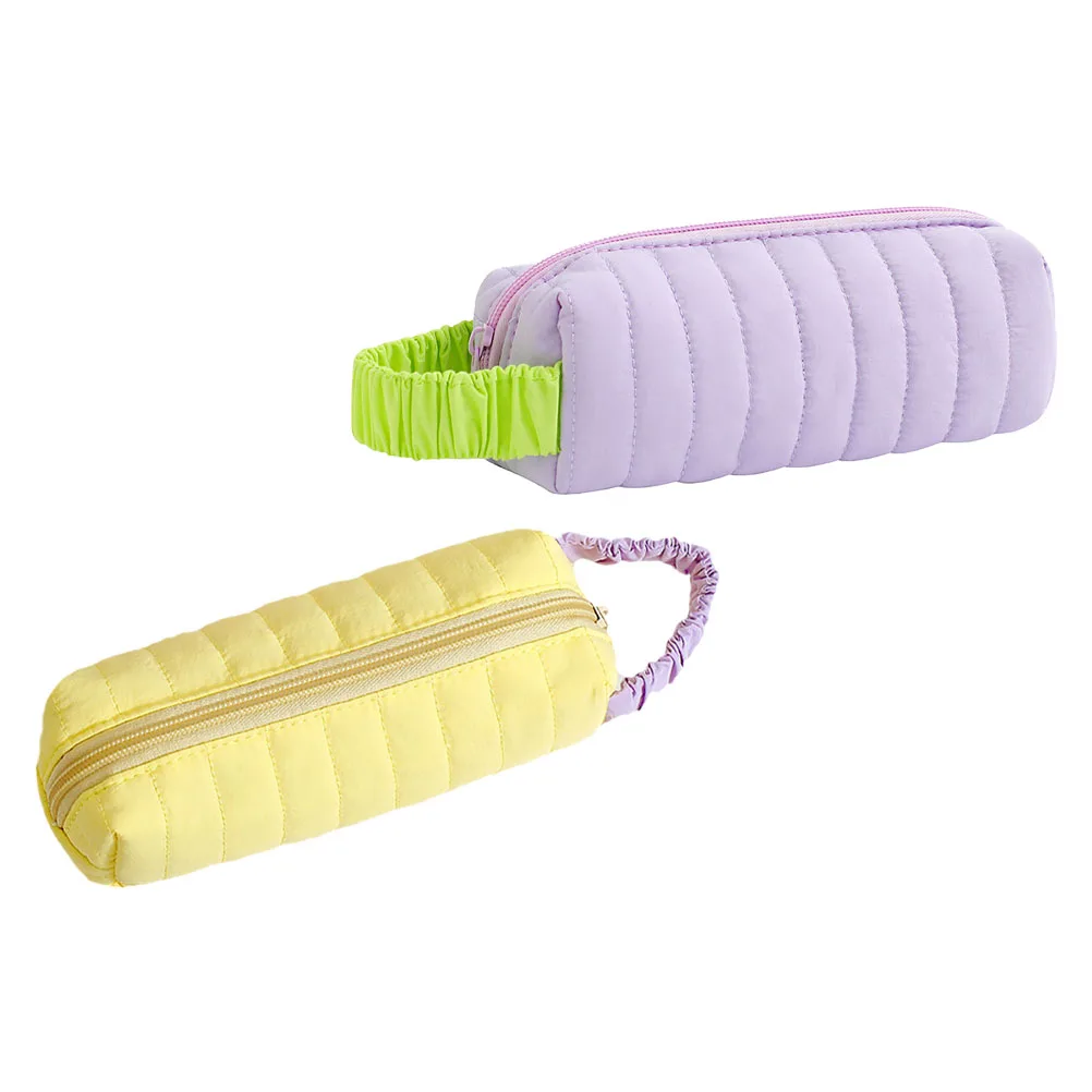 

2Pcs MultiFunction Pen Storage Bags Makeup Pouches Chic Design Nylon Fabric Portable Organizer For Students Teachers Kids School