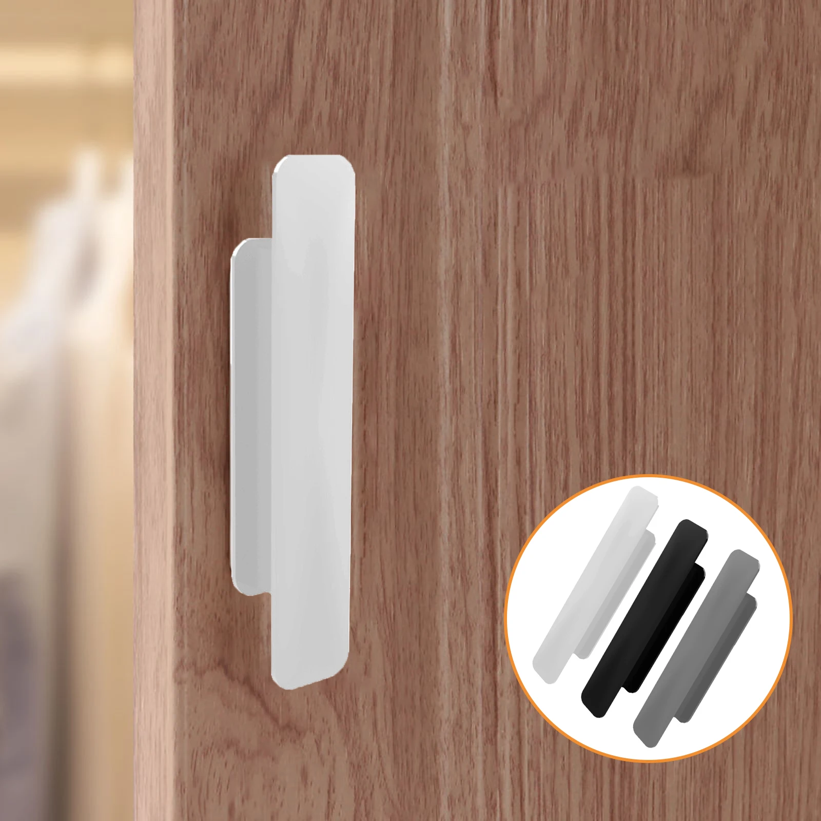 2pcs Door Self-adhesive Handle Simple Plastic Handles For Doors And Windows Detachable Non Perforated Sliding Door Handle