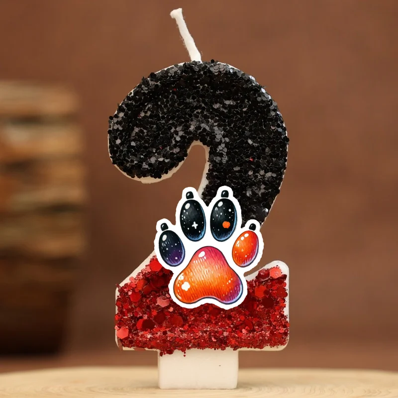 Cat paw prints Digital Candle Number 0-9 Kids Birthday Cake Decoration Supplies Cartoon Anime Party Accessories Supplies