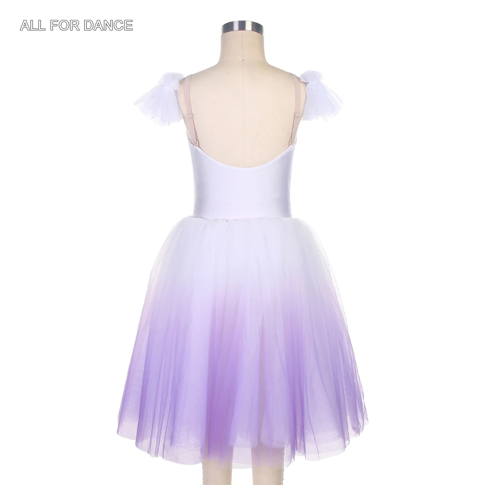 19335 Witte Spandex Lijfje Balle Tutu met Ombre Paarse Lange Rok Meisje & Vrouwen Stage Performance Ballet Kostuum Ballerina Tutu