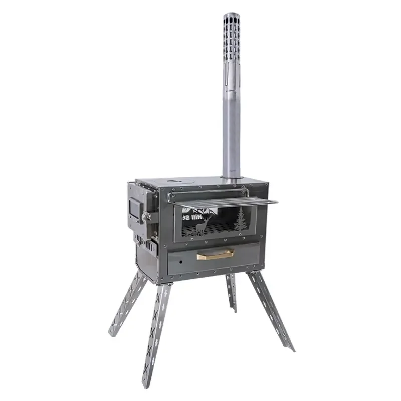 Outdoor Stainless Steel Firewood Stove for Winter Camping Tent Smokeless Heating Picnic Movable Cassette Stove