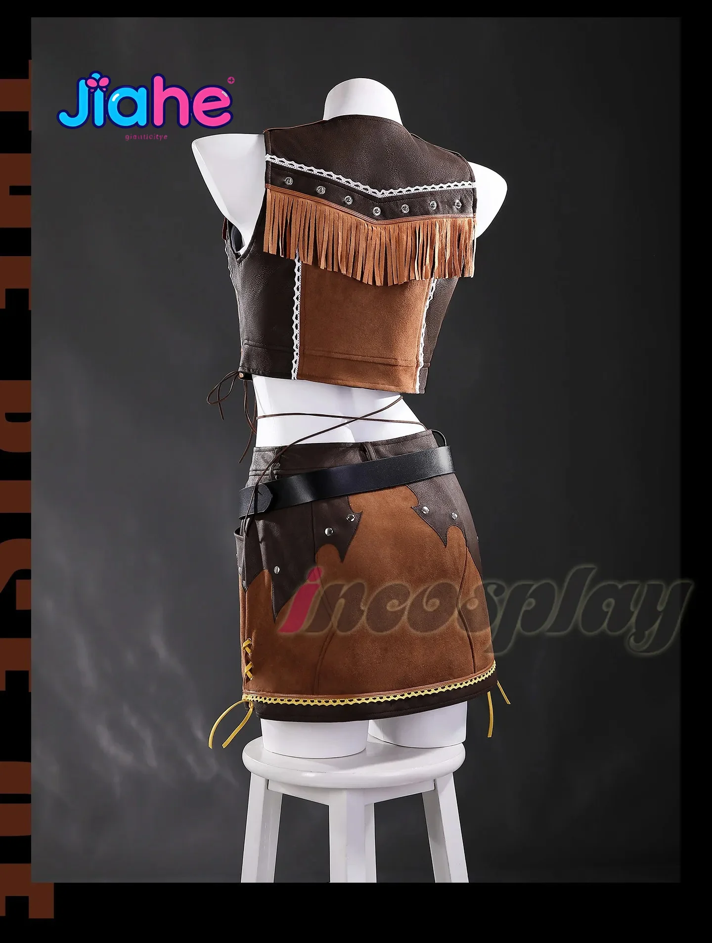 Final Fantasy VII New Tifa Lockhart Cowboy uniform Cosplay Costume Carnival Uniform Wig Anime Halloween Costumes Women Game FF7 view 2