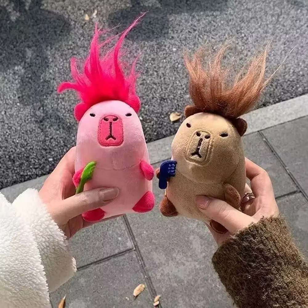 Creative Cute Stuffed Capybara Keychain Long-haired Capybara Doll Pendant Matte Texture Bag Pendant Capybara Worm Doll Pendant