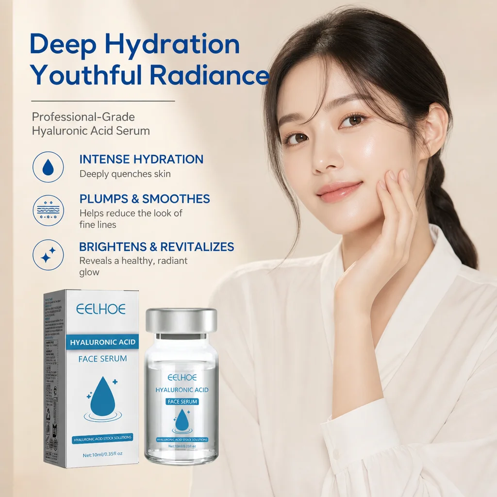 Hyaluronic Acid Face Serum Elastin Panthenol Deep Hydrating Plumping Moisturizing Soothing Skin Barrier Retention Facial Care