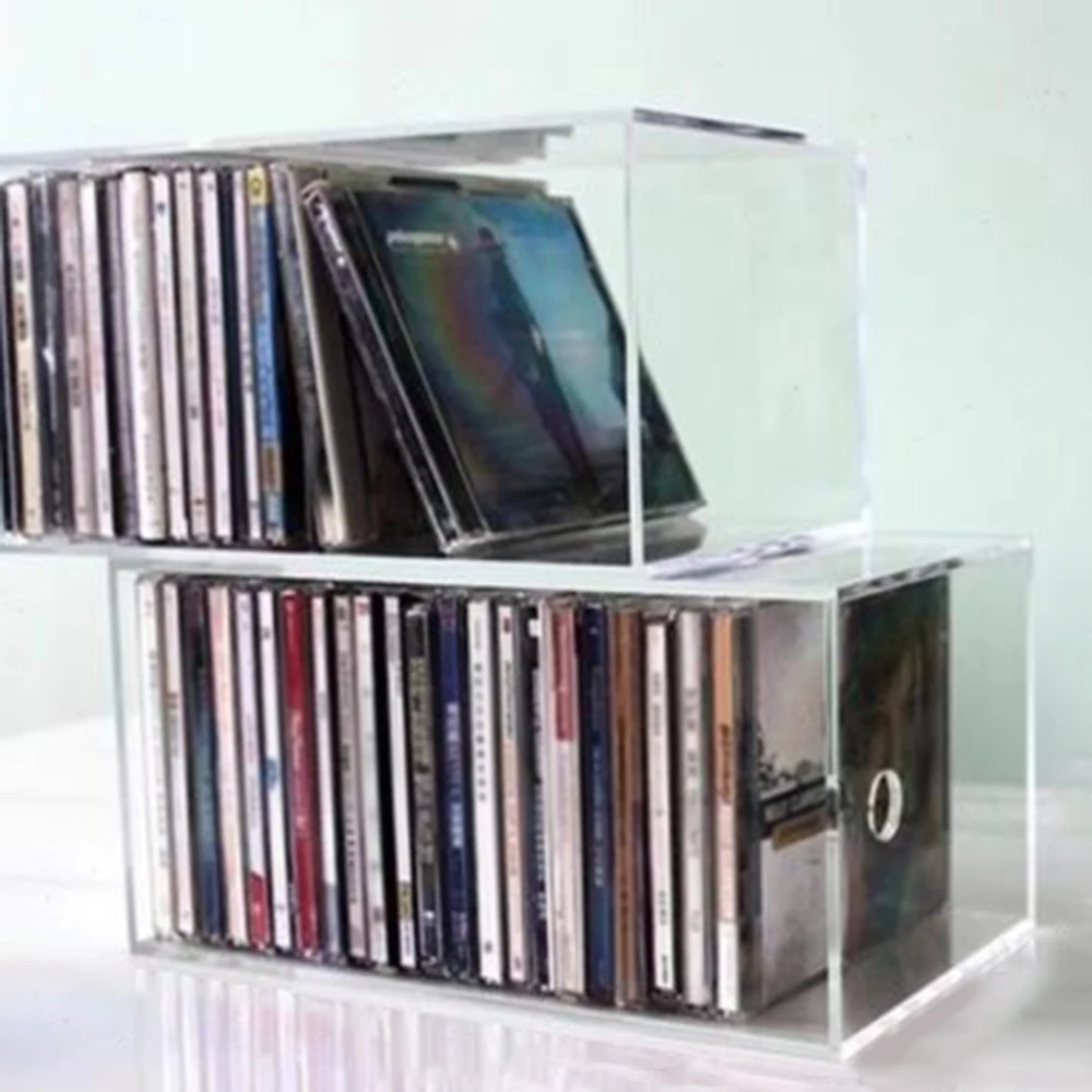 

Transparent Acrylic CD Storage Box CD Organizers Case Stackable Record Album Game Disc Display Box Storage Organization