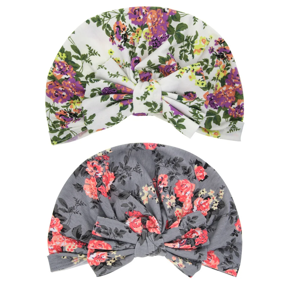 

2 шт., милая шапочка для сна с заячьими ушками, детская шапка для сна, мягкий эластичный бант с принтом, детский головной убор, защита для волос для малышей