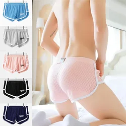 Men Sports Running Shorts Summer Fitness Pants Trunk Mesh Breathable Sexy Boxers Home Wear Jogger Shorts Male Loose underwear