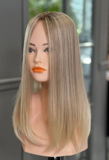 Blonde Short Bob Wig 13x4 Lace Front with Highlights Straight Synthetic Hair for Women Dark Roots Glueless Cosplay Wig