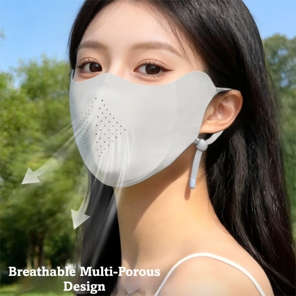 New Lightweight UV Protection Face Mask Washable UV Blocking Face Covering Mask Breathable Ice Silk Mask for Shopping