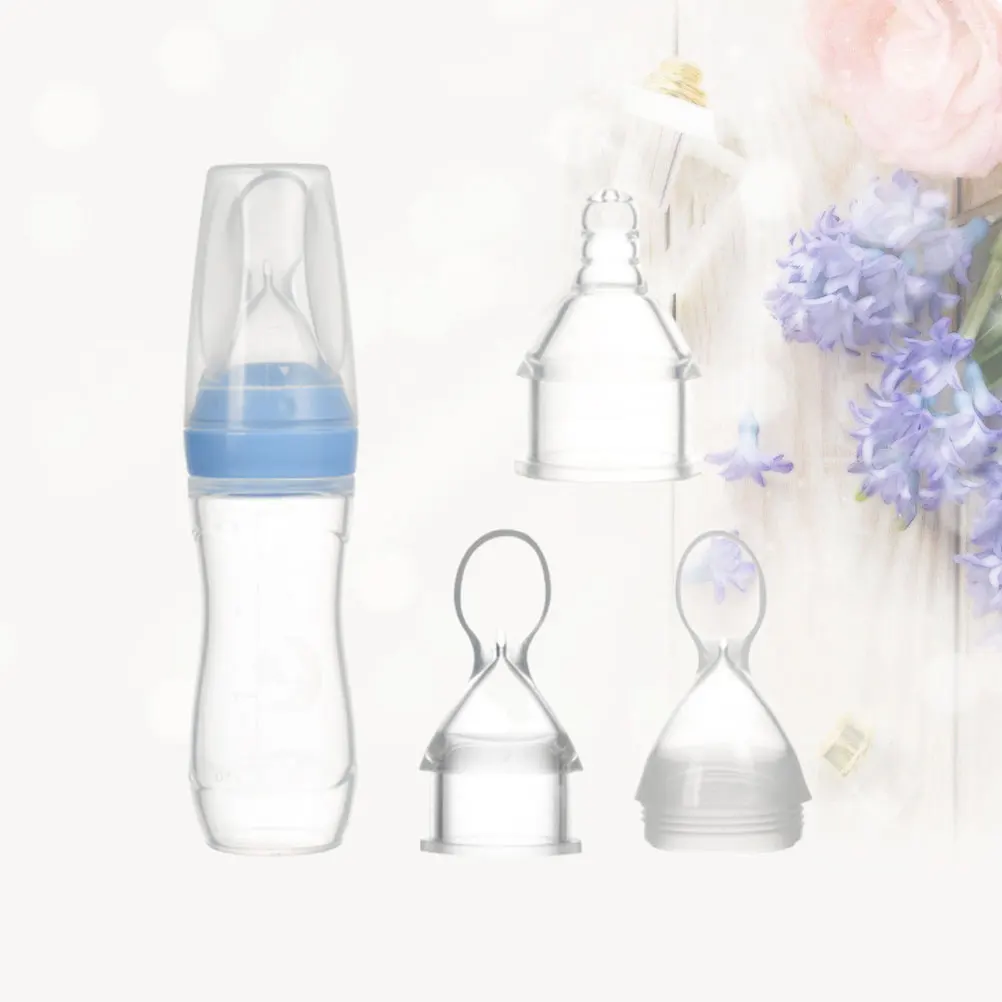 

3pcs Nursing Bottles Silicone Spoon Feeding Soft Infant Feeding Bottles Pink Child Lightweight Portable Travel Use